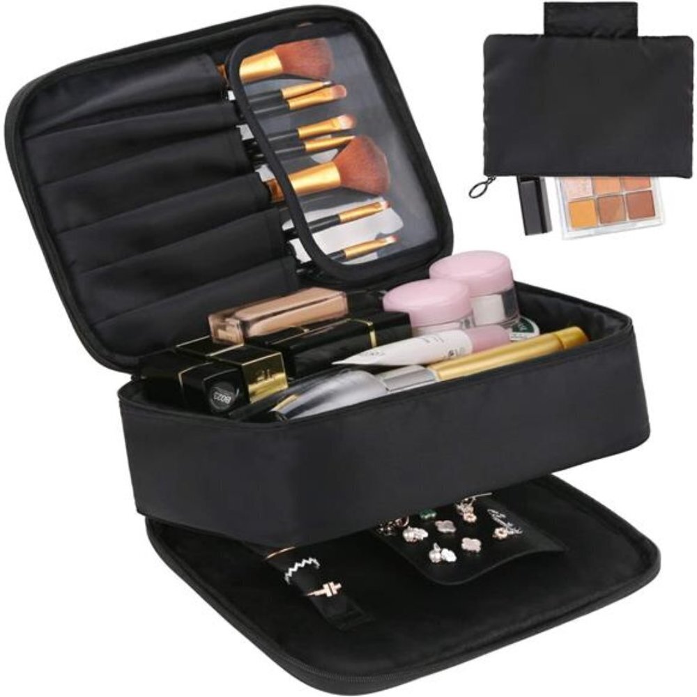 Travel Makeup Bag & Jewelry Organizer 2-in-1 for Women